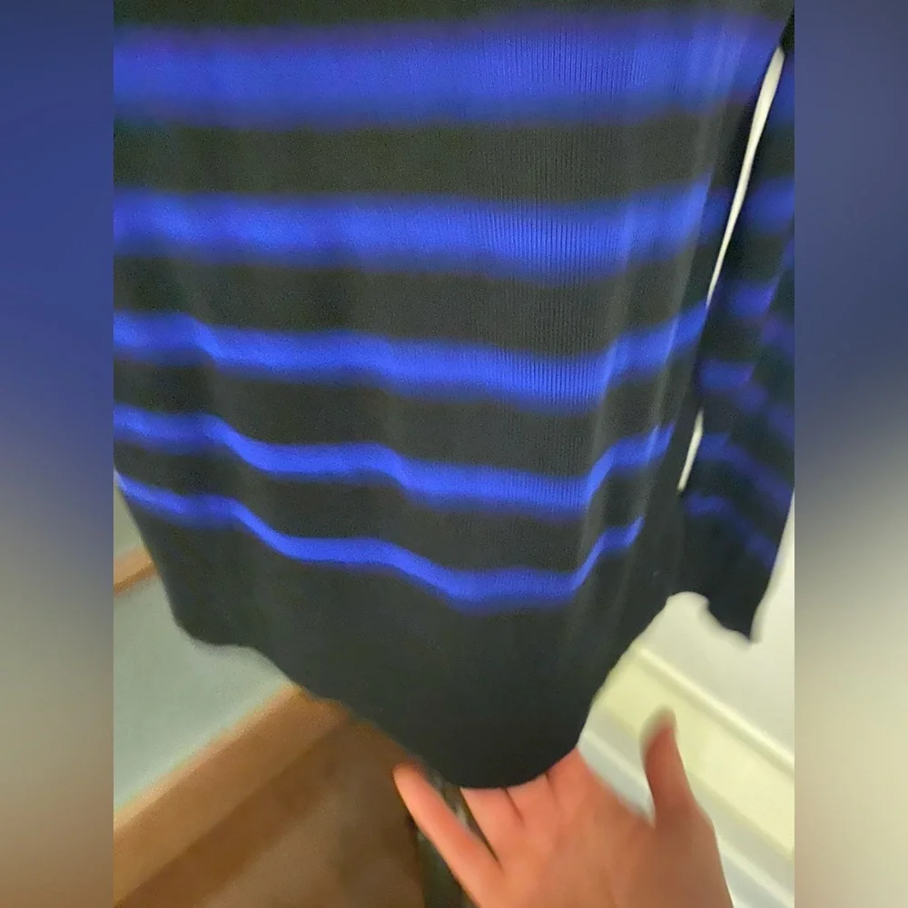 Zara Black and Blue Nautical Crew Neck Sweater lightweight Great for spring - Picture 9 of 10